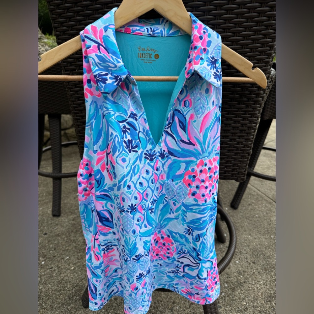 Lilly Pulitzer Vibrant Blue and Pink Tank Top